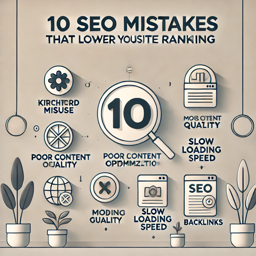 Illustration des 10 erreurs SEO courantes qui nuisent au classement d’un site